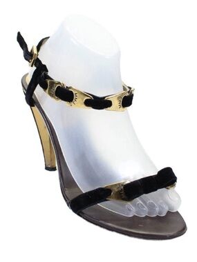 Marc By Marc Jacobs Strappy Heels in Black with Gold-Toned Accents Size 10